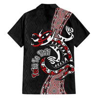 Aotearoa Toitu Te Tiriti Taniko Family Matching Off The Shoulder Long Sleeve Dress and Hawaiian Shirt Maori Taniwha Haka - Honour the Treaty LT03 - Polynesian Pride