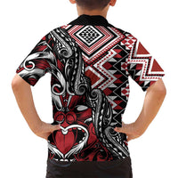 Aotearoa Maori Moko Art with Taniko Half Style Family Matching Off Shoulder Maxi Dress and Hawaiian Shirt LT03 - Polynesian Pride