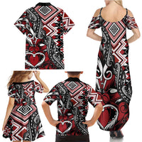 Aotearoa Maori Moko Art with Taniko Half Style Family Matching Summer Maxi Dress and Hawaiian Shirt LT03 - Polynesian Pride