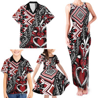 Aotearoa Maori Moko Art with Taniko Half Style Family Matching Tank Maxi Dress and Hawaiian Shirt LT03 - Polynesian Pride