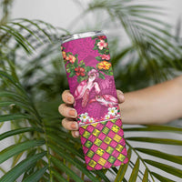 Hawaiian Lei Turtle and Plumeria Skinny Tumbler Polynerian Art Tattoo-Plum Pink Color LT03 - Polynesian Pride