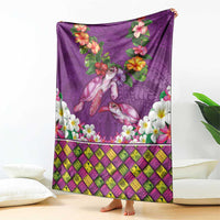 Hawaiian Lei Turtle and Plumeria Blanket Polynerian Art Tattoo-Mauve Color
