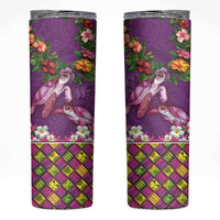 Hawaiian Lei Turtle and Plumeria Skinny Tumbler Polynerian Art Tattoo-Mauve Color LT03 Purple - Polynesian Pride