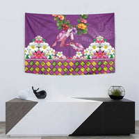 Hawaiian Lei Turtle and Plumeria Tapestry Polynerian Art Tattoo-Mauve Color