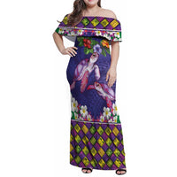 Hawaiian Lei Turtle and Plumeria Family Matching Off Shoulder Maxi Dress and Hawaiian Shirt Polynerian Art Tattoo-Navy Color LT03 Mom's Dress Navy - Polynesian Pride