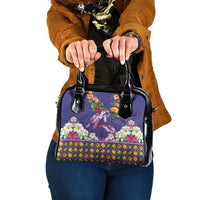 Hawaiian Lei Turtle and Plumeria Shoulder Handbag Polynerian Art Tattoo-Navy Color LT03 One Size Navy - Polynesian Pride