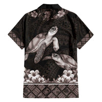 Hawaiian Lei Turtle and Plumeria Family Matching Tank Maxi Dress and Hawaiian Shirt Polynerian Art Tattoo-Grayscale Mode LT03 - Polynesian Pride