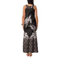 Hawaiian Lei Turtle and Plumeria Family Matching Tank Maxi Dress and Hawaiian Shirt Polynerian Art Tattoo-Grayscale Mode LT03 - Polynesian Pride