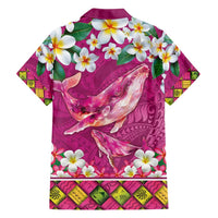 Hawaiian Plumeria and Humpback Whales Family Matching Puletasi and Hawaiian Shirt Polynerian Art Tattoo-Plum Pink Color LT03 - Polynesian Pride