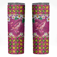 Hawaiian Plumeria and Humpback Whales Skinny Tumbler Polynerian Art Tattoo-Plum Pink Color LT03 Pink - Polynesian Pride