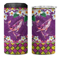 Hawaiian Plumeria and Humpback Whales 4 in 1 Can Cooler Tumbler Polynerian Art Tattoo-Mauve Color LT03 One Size: 16 oz Purple - Polynesian Pride
