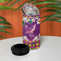 Hawaiian Plumeria and Humpback Whales 4 in 1 Can Cooler Tumbler Polynerian Art Tattoo-Mauve Color LT03 - Polynesian Pride