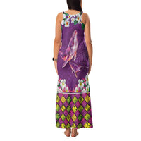Hawaiian Plumeria and Humpback Whales Family Matching Tank Maxi Dress and Hawaiian Shirt Polynerian Art Tattoo-Mauve Color LT03 - Polynesian Pride