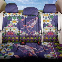Hawaiian Plumeria and Humpback Whales Back Car Seat Cover Polynerian Art Tattoo-Navy Color