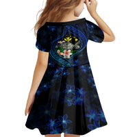 Hawaii Turtle Plumeria Flower Fanciful Family Matching Long Sleeve Bodycon Dress and Hawaiian Shirt