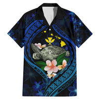 Hawaii Turtle Plumeria Flower Fanciful Family Matching Mermaid Dress and Hawaiian Shirt LT03 Dad's Shirt - Short Sleeve Black - Polynesian Pride