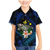 Hawaii Turtle Plumeria Flower Fanciful Family Matching Mermaid Dress and Hawaiian Shirt LT03 Son's Shirt Black - Polynesian Pride