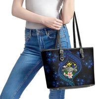 Hawaii Turtle Plumeria Flower Fanciful Leather Tote Bag