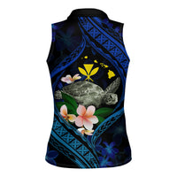 Hawaii Turtle Plumeria Flower Fanciful Women Sleeveless Polo Shirt