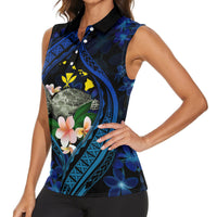 Hawaii Turtle Plumeria Flower Fanciful Women Sleeveless Polo Shirt