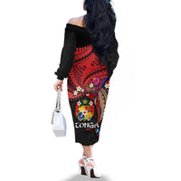 Tonga Emancipation Day Family Matching Off The Shoulder Long Sleeve Dress and Hawaiian Shirt Ngatu Humpback Whale Polynesian Flower LT03 - Polynesian Pride