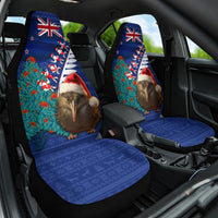 New Zealand Christmas Car Seat Cover Kiwi Bird Santa and Silver Fern Funny Haka Dance LT03 One Size Blue - Polynesian Pride