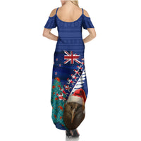 New Zealand Christmas Family Matching Summer Maxi Dress and Hawaiian Shirt Kiwi Bird Santa and Silver Fern Funny Haka Dance LT03 - Polynesian Pride