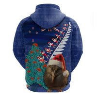 New Zealand Christmas Zip Hoodie Kiwi Bird Santa and Silver Fern Funny Haka Dance LT03 - Polynesian Pride