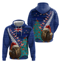 New Zealand Christmas Zip Hoodie Kiwi Bird Santa and Silver Fern Funny Haka Dance LT03 - Polynesian Pride