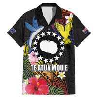 Cook Islands Independence Day Family Matching Mermaid Dress and Hawaiian Shirt Maroro and Kakaia with Hibiscus Flower Polynesian Pattern LT03 Dad's Shirt - Short Sleeve Black - Polynesian Pride