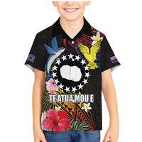 Cook Islands Independence Day Family Matching Mermaid Dress and Hawaiian Shirt Maroro and Kakaia with Hibiscus Flower Polynesian Pattern LT03 Son's Shirt Black - Polynesian Pride