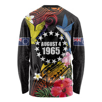 Cook Islands Independence Day Long Sleeve Shirt Maroro and Kakaia with Hibiscus Flower Polynesian Pattern LT03 - Polynesian Pride