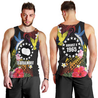 Cook Islands Independence Day Men Tank Top Maroro and Kakaia with Hibiscus Flower Polynesian Pattern LT03 - Polynesian Pride