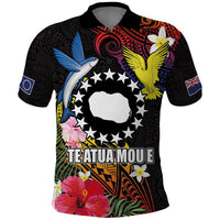 Cook Islands Independence Day Polo Shirt Maroro and Kakaia with Hibiscus Flower Polynesian Pattern LT03 Black - Polynesian Pride