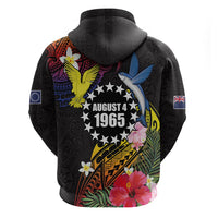 Cook Islands Independence Day Zip Hoodie Maroro and Kakaia with Hibiscus Flower Polynesian Pattern LT03 - Polynesian Pride