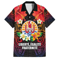 French Polynesia Bastille Day Family Matching Puletasi and Hawaiian Shirt Tiare Flower and National Seal Polynesian Pattern
