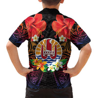 French Polynesia Bastille Day Family Matching Short Sleeve Bodycon Dress and Hawaiian Shirt Tiare Flower and National Seal Polynesian Pattern LT03 - Polynesian Pride