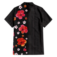 Hawaii Hibiscus and Plumeria Flowers Family Matching Off The Shoulder Long Sleeve Dress and Hawaiian Shirt Tapa Tribal Pattern Half Style Colorful Mode LT03 - Polynesian Pride
