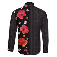 Hawaii Hibiscus and Plumeria Flowers Family Matching Off Shoulder Short Dress and Hawaiian Shirt Tapa Tribal Pattern Half Style Colorful Mode LT03 - Polynesian Pride