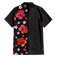 Hawaii Hibiscus and Plumeria Flowers Family Matching Tank Maxi Dress and Hawaiian Shirt Tapa Tribal Pattern Half Style Colorful Mode
