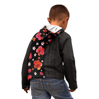 Hawaii Hibiscus and Plumeria Flowers Kid Hoodie Tapa Tribal Pattern Half Style Colorful Mode