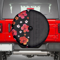 Hawaii Hibiscus and Plumeria Flowers Spare Tire Cover Tapa Tribal Pattern Half Style Colorful Mode