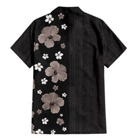 Hawaii Hibiscus and Plumeria Flowers Family Matching Mermaid Dress and Hawaiian Shirt Tapa Tribal Pattern Half Style Grayscale Mode LT03 - Polynesian Pride