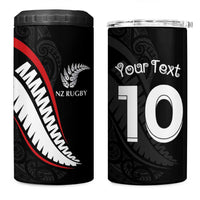 New Zealand Rugby Custom 4 in 1 Can Cooler Tumbler Sporty Silver Fern Shape with Maori Tattoos LT03 One Size: 16 oz Black - Polynesian Pride