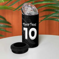 New Zealand Rugby Custom 4 in 1 Can Cooler Tumbler Sporty Silver Fern Shape with Maori Tattoos LT03 - Polynesian Pride