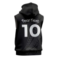 New Zealand Rugby Custom Sleeveless Hoodie Sporty Silver Fern Shape with Maori Tattoos LT03 - Polynesian Pride