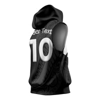 New Zealand Rugby Custom Sleeveless Hoodie Sporty Silver Fern Shape with Maori Tattoos LT03 - Polynesian Pride