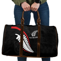 New Zealand Rugby Travel Bag Sporty Silver Fern Shape with Maori Tattoos - Polynesian Pride