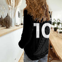 New Zealand Rugby Custom Women Casual Shirt Sporty Silver Fern Shape with Maori Tattoos LT03 - Polynesian Pride