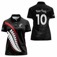 New Zealand Rugby Custom Women Polo Shirt Sporty Silver Fern Shape with Maori Tattoos LT03 - Polynesian Pride